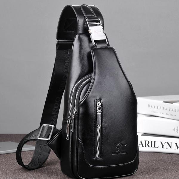 Diebstahlsichere Vintage-Schultertasche für Herren mit USB-Ladeanschluss