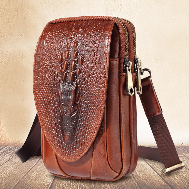 Handytasche aus Leder für Herren, langlebig, multifunktional, zum Tragen auf dem Gürtel, Hüfttasche