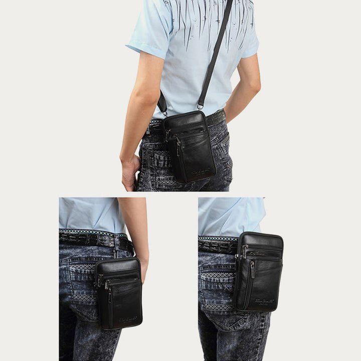 Messenger Bag für Herren, Mini-Umhängetasche aus ultradünnem Leder