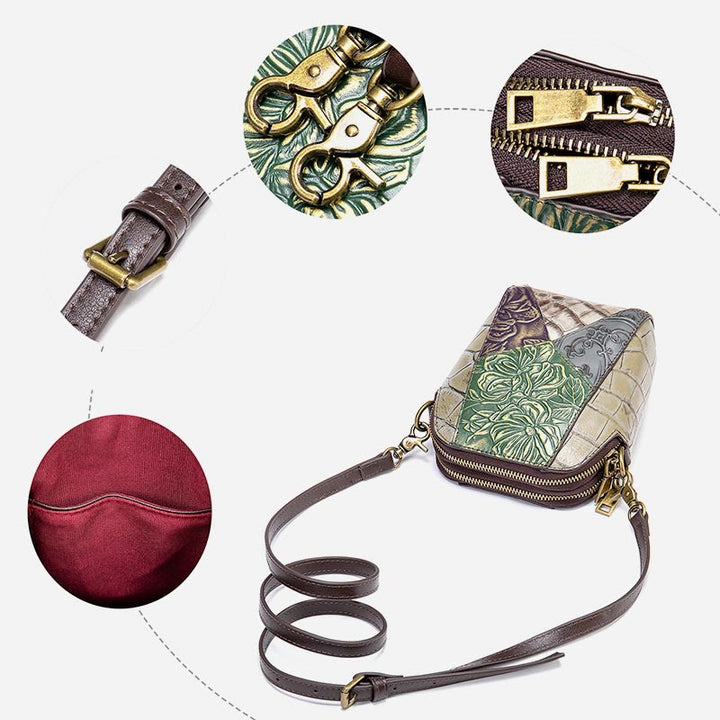 Handytasche für Damen Vintage Custom Mini Umhängetasche aus Rindsleder
