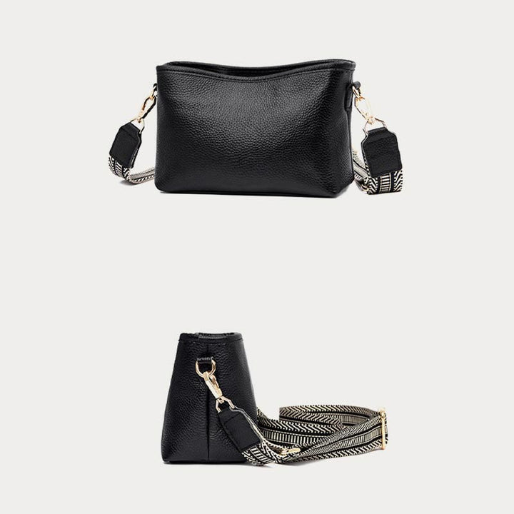 Umhängetasche für Damen, einfarbig, mit Litschi-Muster, Ledertasche