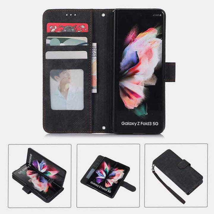 Brieftaschenhülle für Galaxy Z Fold 5/4/3 mit S-Pen-Halter und Umhängegurt