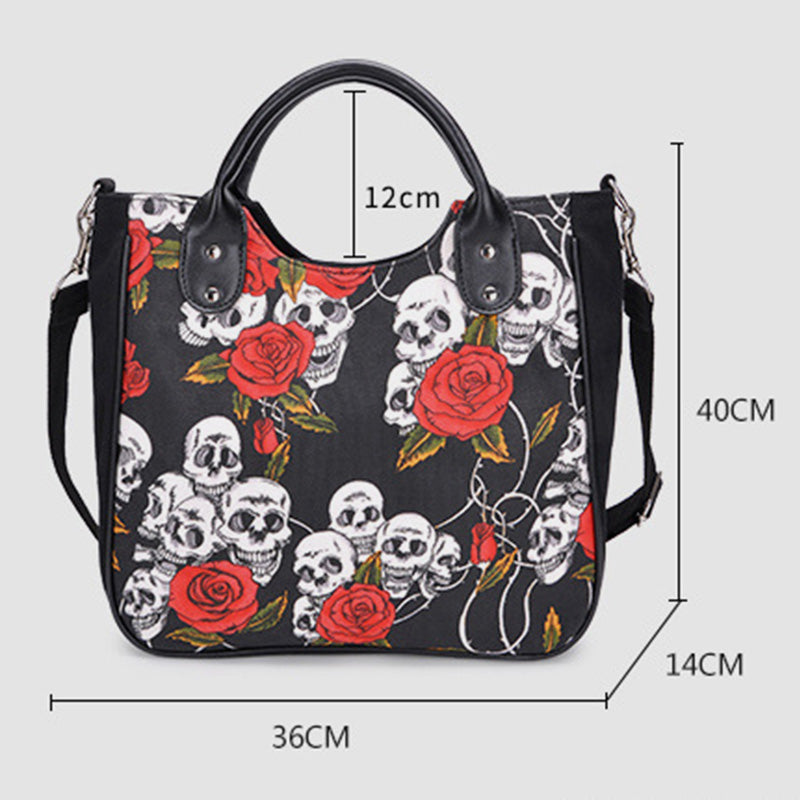 Große Umhängetasche mit Totenkopf-Print