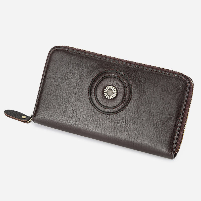 Geldbörse aus echtem Leder für Damen und Herren, einfarbige Clutch