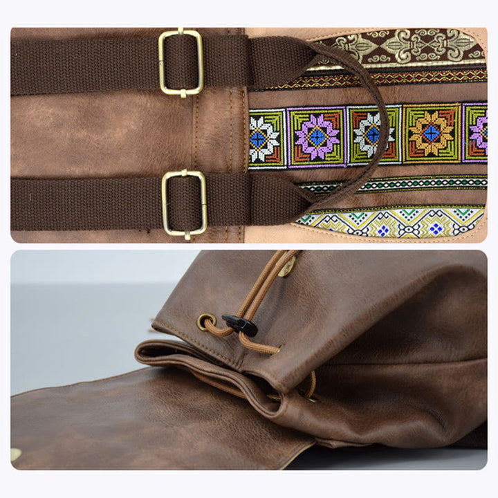 Vintage Quaste Rucksack Frauen Bohemian Kordelzug Leder Reise Geldbörse