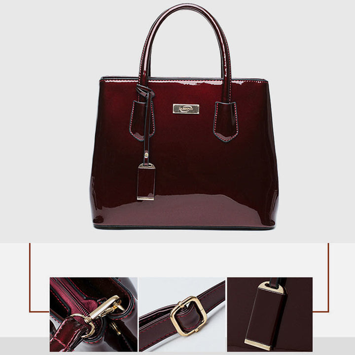 Retro Spiegel glänzend Leder Bucket Bag Damen Umhängetasche - image 11