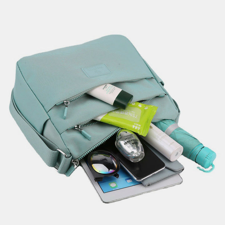 Geräumige Handtaschen mit mehreren Taschen für Damen, einfarbig, lässige Umhängetasche