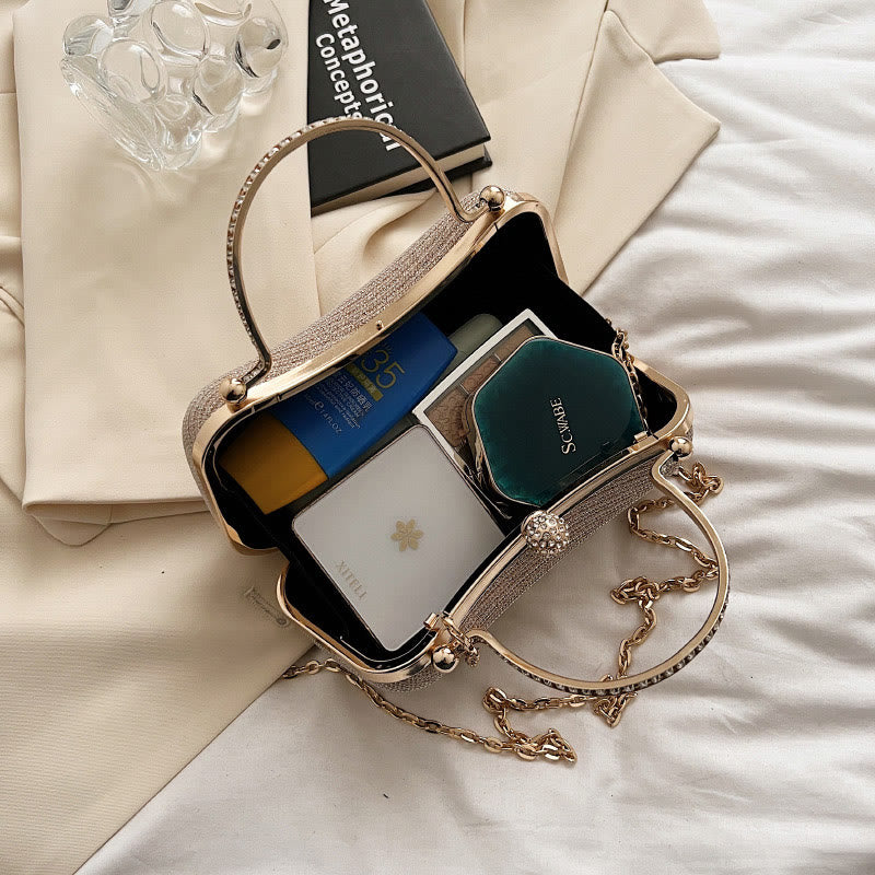 Abendtasche für Damen, funkelnde, tragbare Umhängetasche mit Strasssteinen und Kette