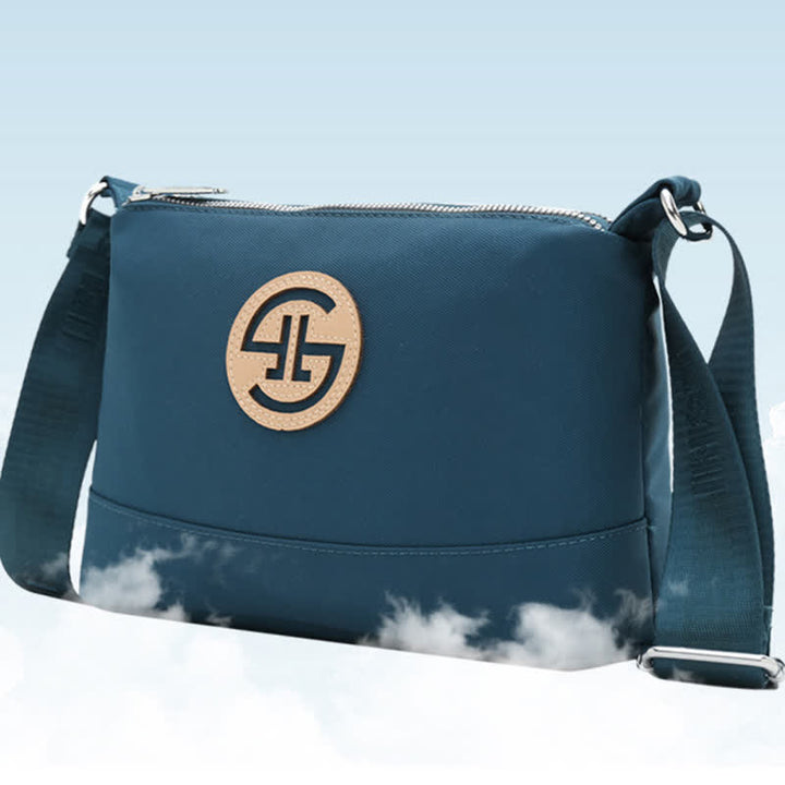 Kleine Umhängetasche mit dreifachem Reißverschluss, leichte, wasserdichte Nylon-Handtasche für Damen