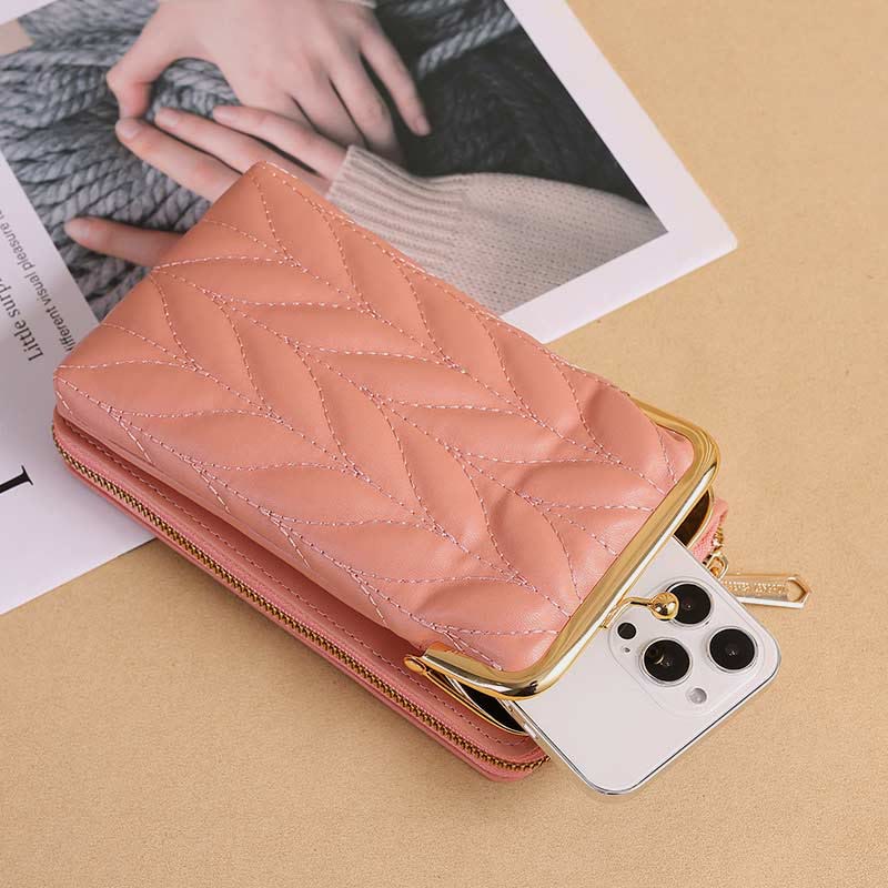 Leder-Handytasche für Damen, große Kapazität, Umhängetasche, Münzgeldbörse