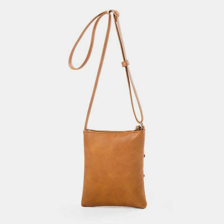 Multifunktionale Umhängetasche mit dreifachem Reißverschluss und trendigem Design aus Leder
