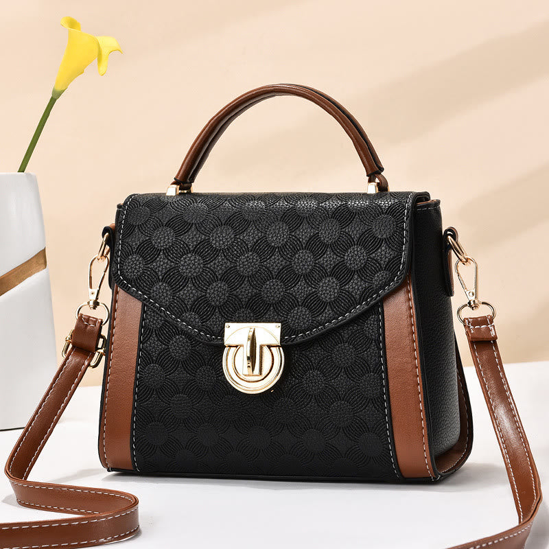 Clamshell-Tasche mit Henkel oben für Damen, klassische Farbe, kleine Umhängetasche
