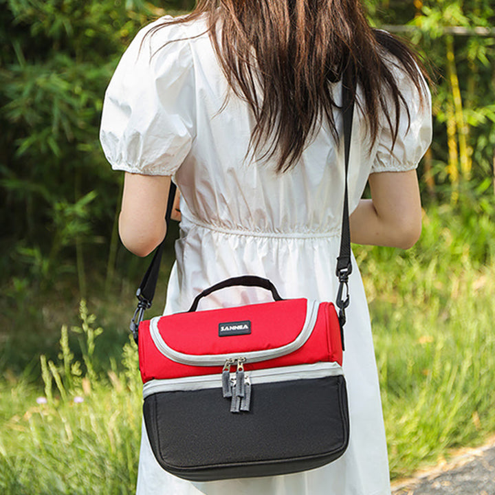 Kühltasche für Ausflüge, doppellagige Isolierung, Umhängetasche, Picknicktasche
