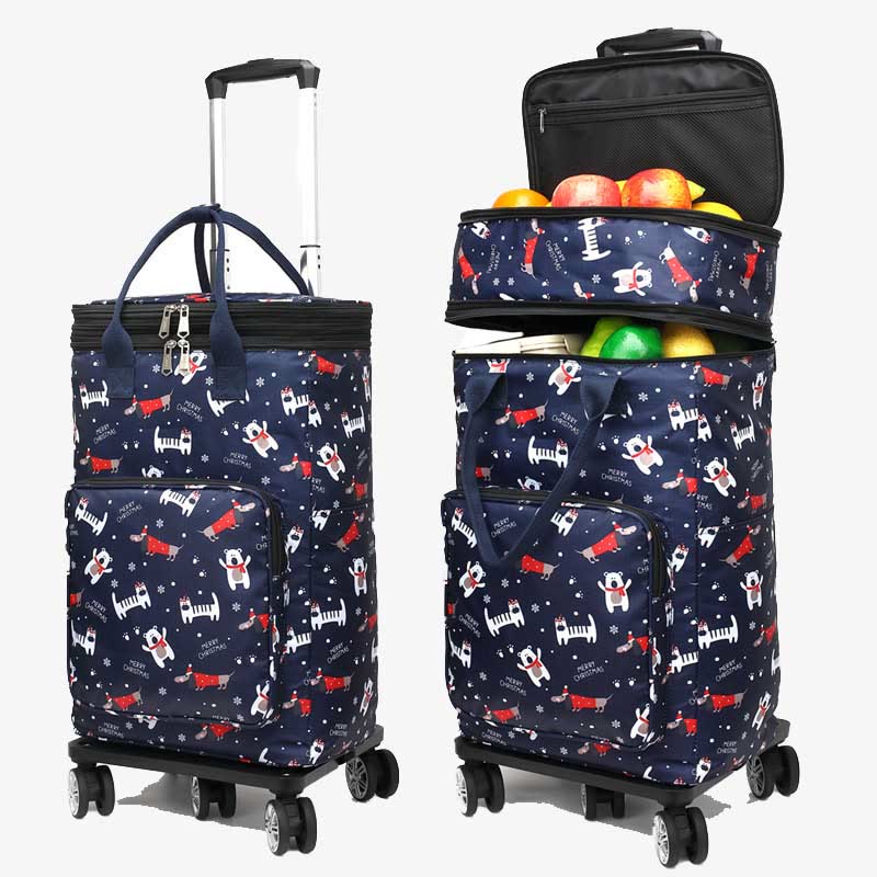 Teleskopstange Rolling Tote Bag Falten Wärme Erhaltung Einkaufswagen