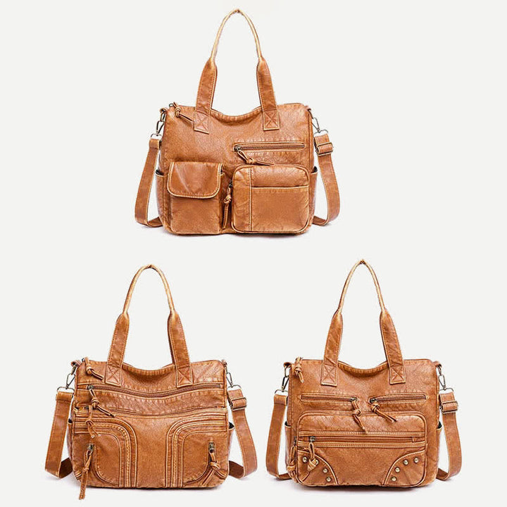Retro-Tragetasche aus Kunstleder für Damen, Schultertasche mit Crossbody-Gurt