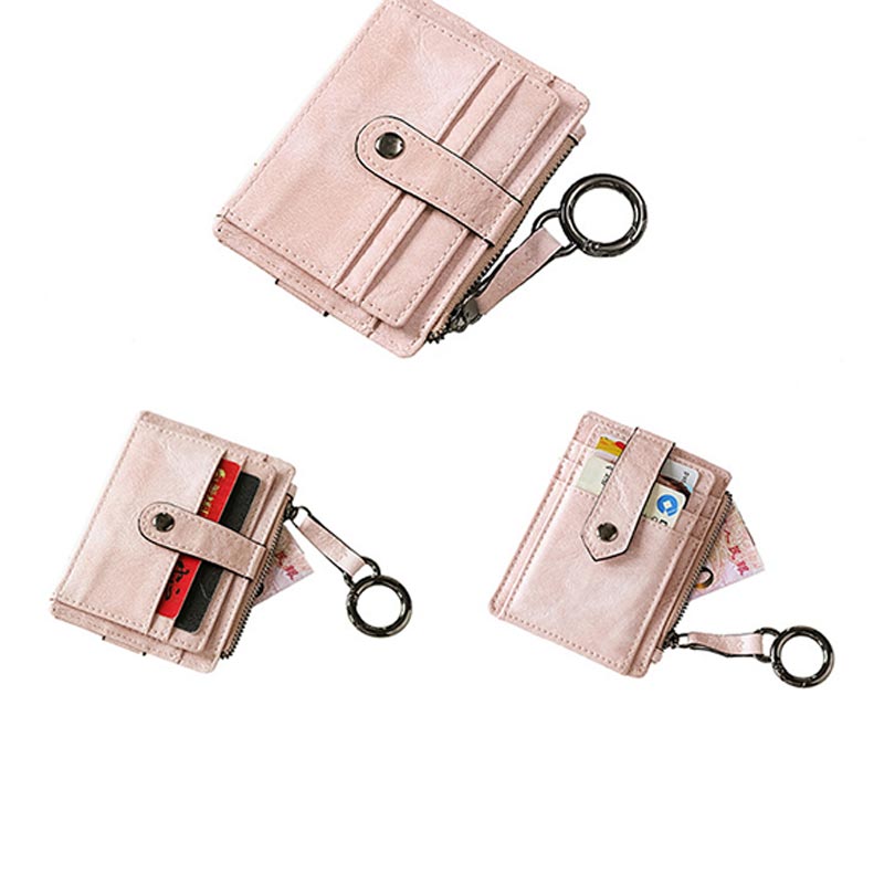 Schlankes Kartenetui, Vordertasche, Geldbörse, Kreditkartenhalter für Damen, mit Schlüsselanhänger