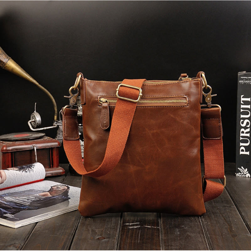 Umhängetasche für Herren, Business, einfache Umhängetasche aus Retro-Leder