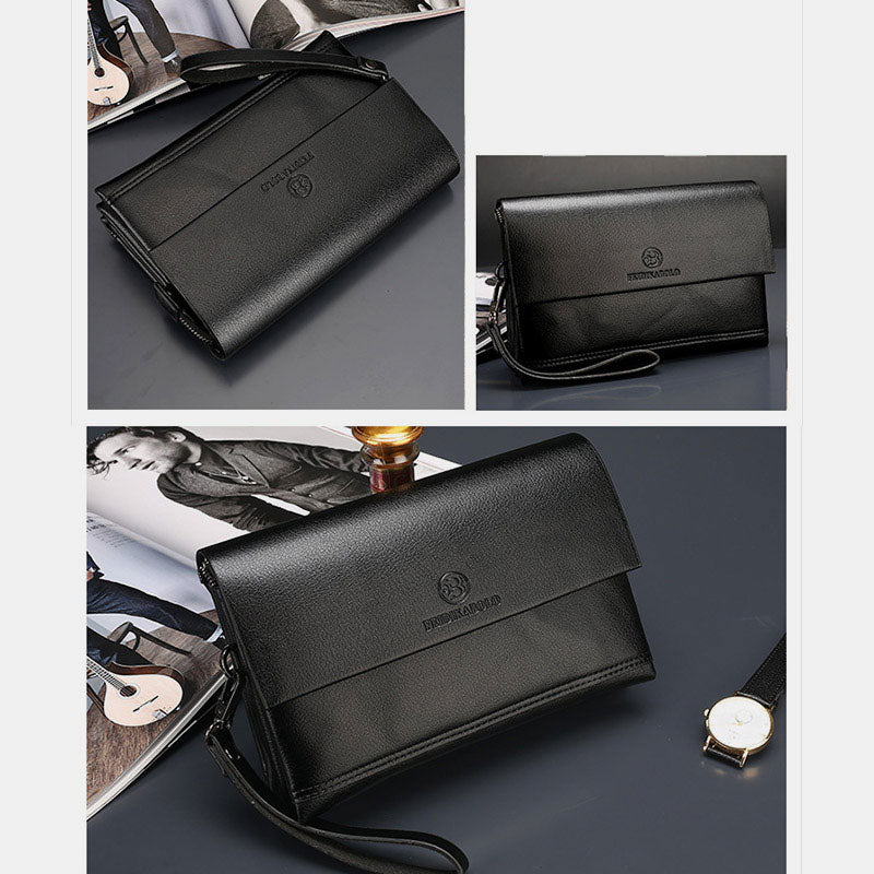Leder-Clutch für Herren mit drei Fächern, Organizer, Handgelenktasche, Geldbörse