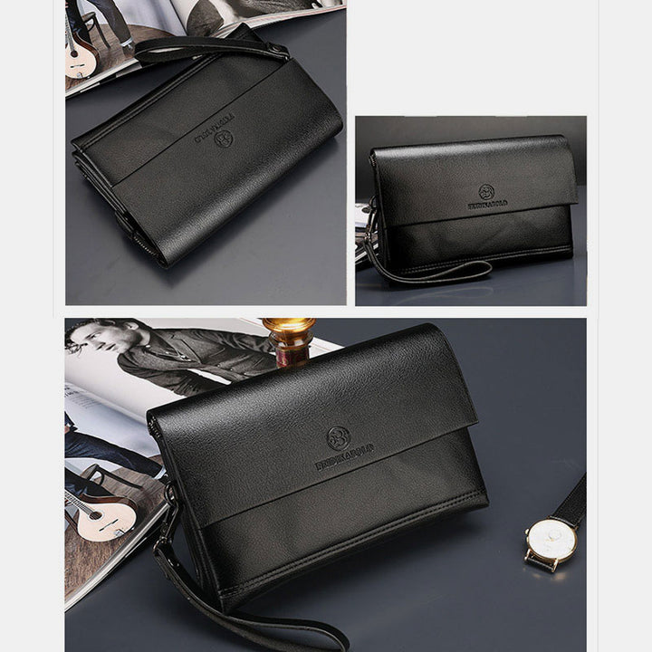Leder-Clutch für Herren mit drei Fächern, Organizer, Handgelenktasche, Geldbörse