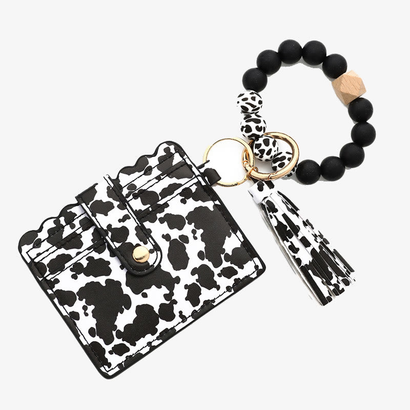 Western-Kartenhalter, Silikon-Perlenarmband, Quaste, Geldbörse für Damen