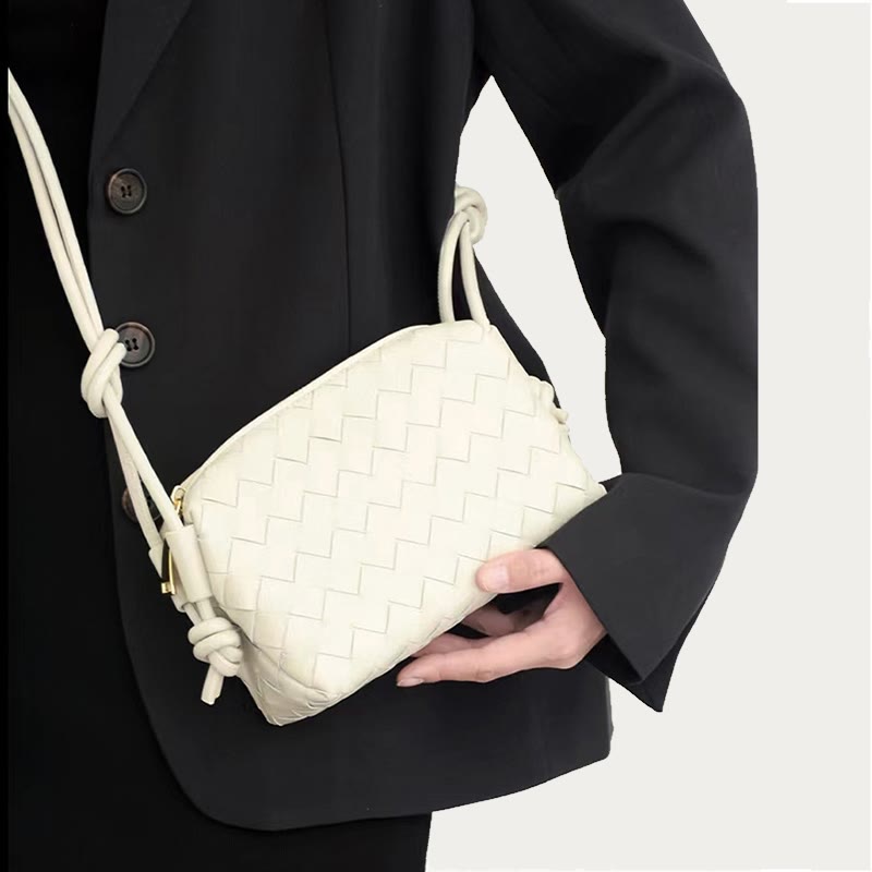 Umhängetasche für Damen, gestrickt, mit Karomuster, Handytasche