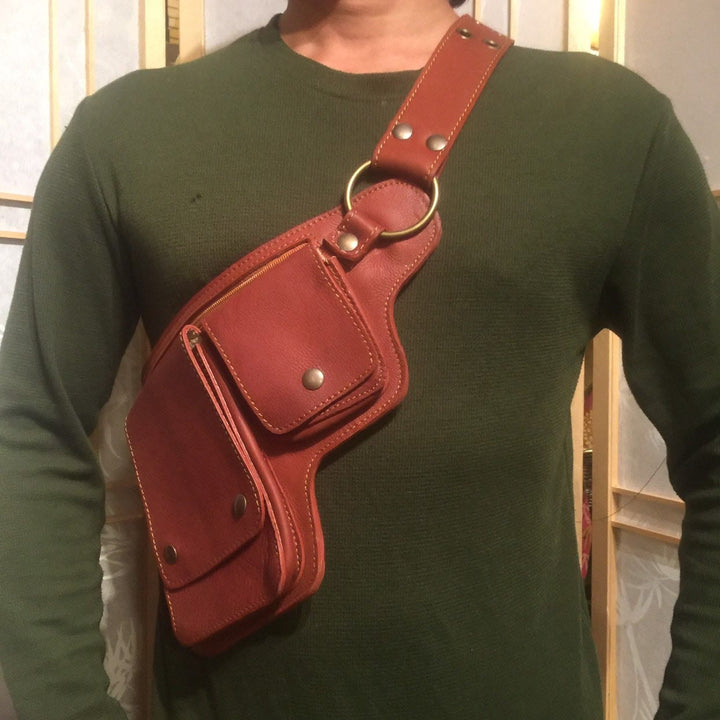 Gürteltasche für den täglichen Gebrauch, Mehrere Retro-Gürteltasche aus Leder