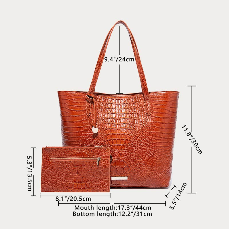 Tragetasche für Damen, tägliches Retro-Taschenset mit Krokodilmuster