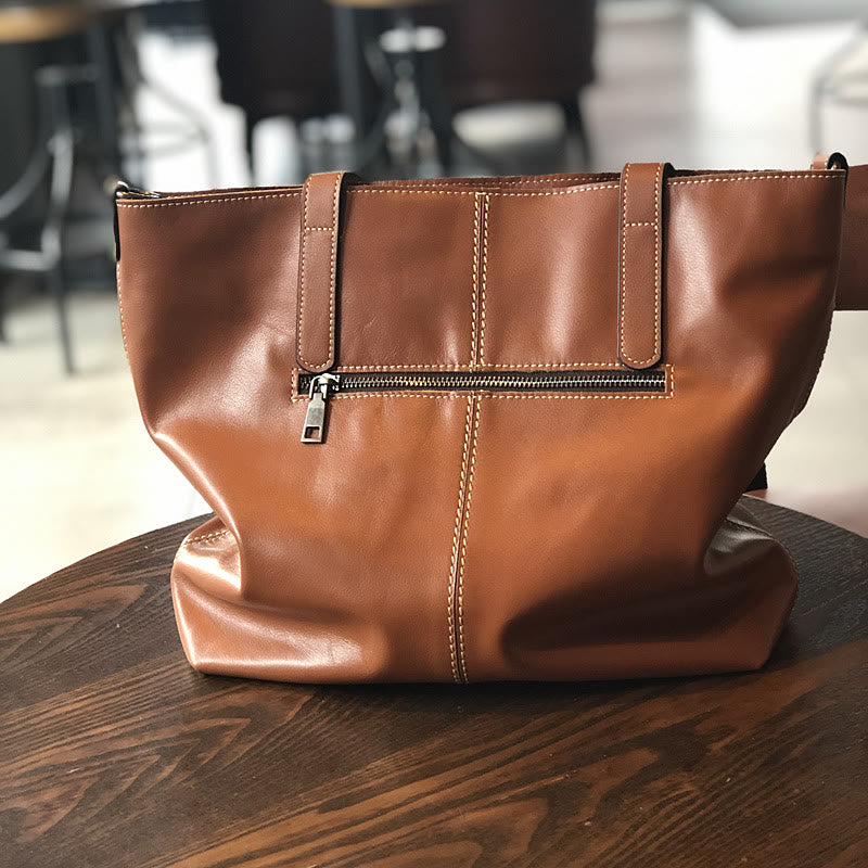 Tragetasche aus echtem Leder für Damen, lässige Schultertasche mit Umhängegurt