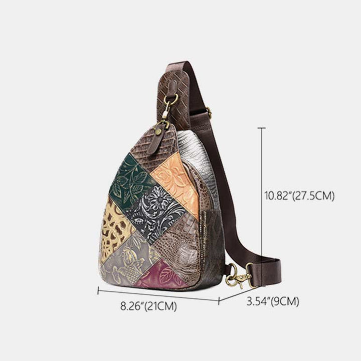 Schultertasche für Damen, Vintage, Folk-Custom, Leder, Reise-Umhängetasche