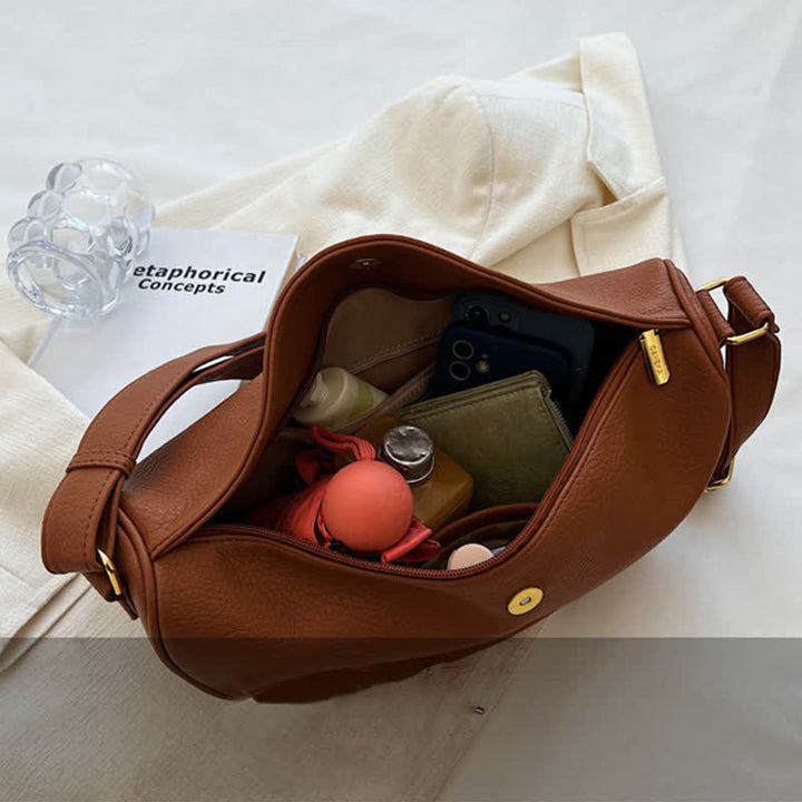 Umhängetasche für Damen, schlichte und lässige Hobo-Tasche aus PU-Leder