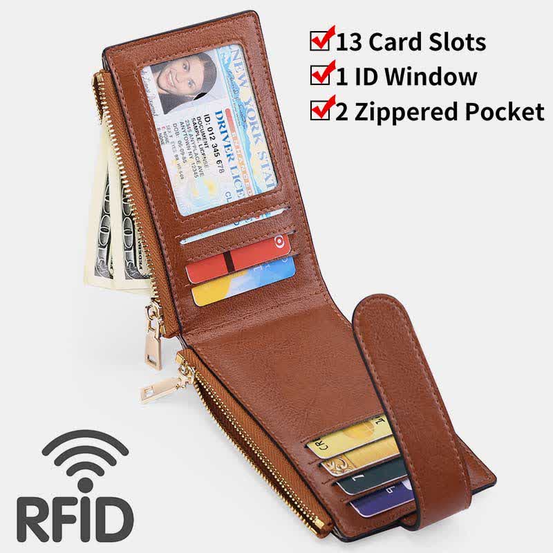 Echtleder-Portemonnaie mit Reißverschluss für Airtags, Apple-Geldbörse, RFID-blockierender Kartenhalter