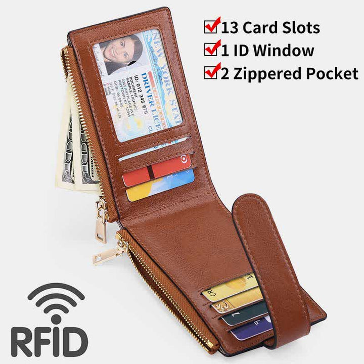 Echtleder-Portemonnaie mit Reißverschluss für Airtags, Apple-Geldbörse, RFID-blockierender Kartenhalter