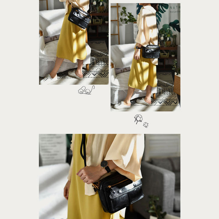 Handgefertigte Umhängetasche für Damen, mehrere Taschen, modische Alltagstasche