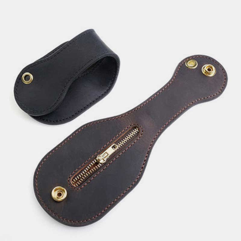 Vintage EDC-Tasche für Männer mit Druckknopf, Leder-Münzgeldbörse, Slapjack