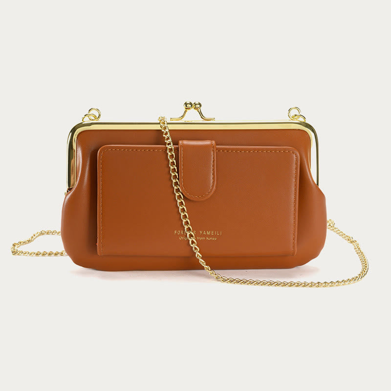 Handytasche für Damen, Umhängetasche mit Kette und mehreren Fächern