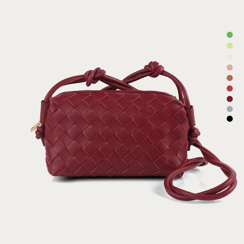 Umhängetasche für Damen, gestrickt, mit Karomuster, Handytasche