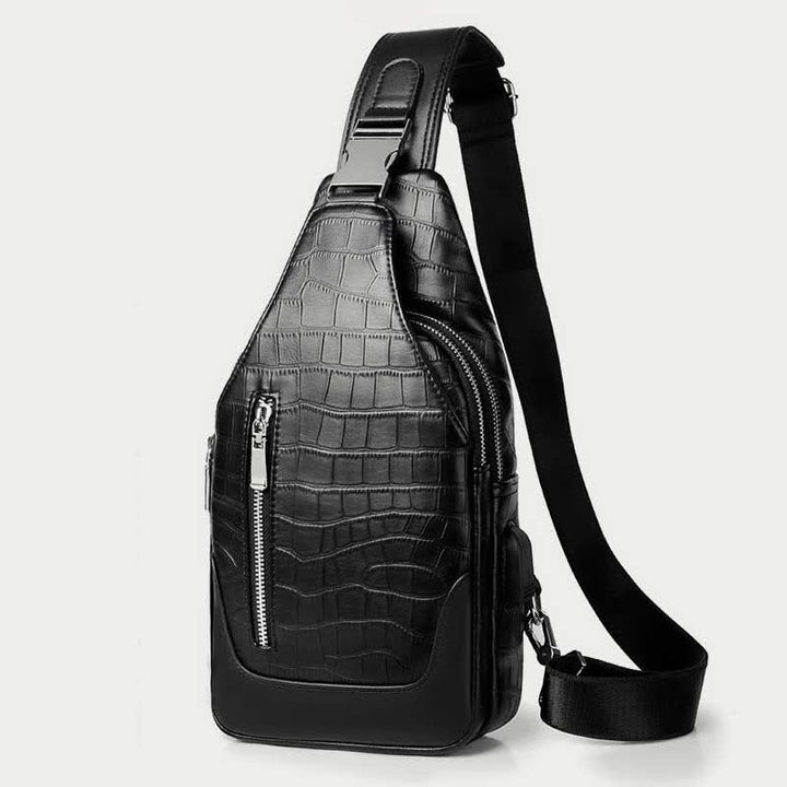 Sling-Rucksack aus Krokodil-Maserungsleder für Herren, Schultertasche, Reise-Tagesrucksack