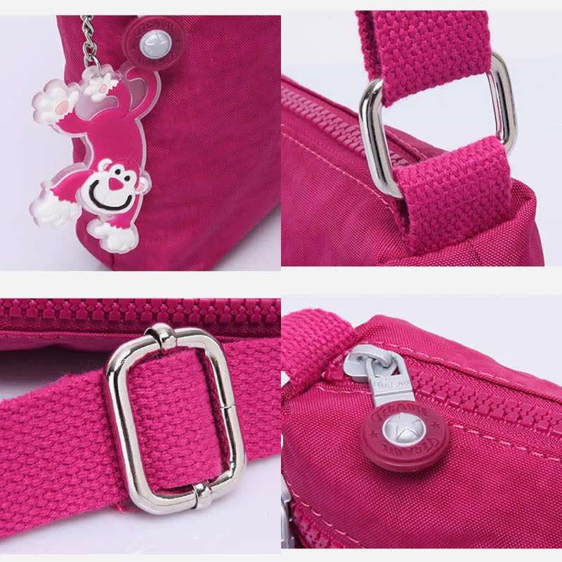 Leichte kleine Crossbody-Tasche mit Dreifach-Reißverschluss, Schultertasche für Damen