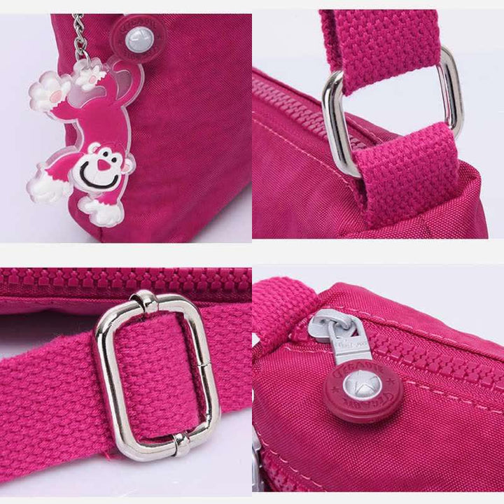 Leichte kleine Crossbody-Tasche mit Dreifach-Reißverschluss, Schultertasche für Damen