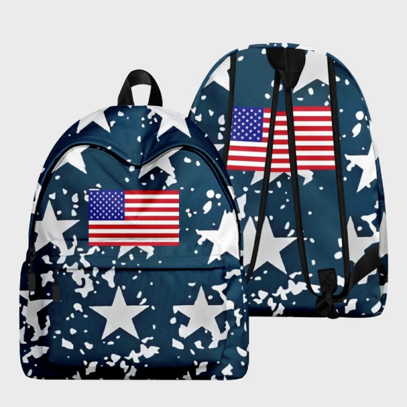 Rucksack für Teenager mit amerikanischem Flaggendruck, für Outdoor, Camping, Studium, Tagesrucksack