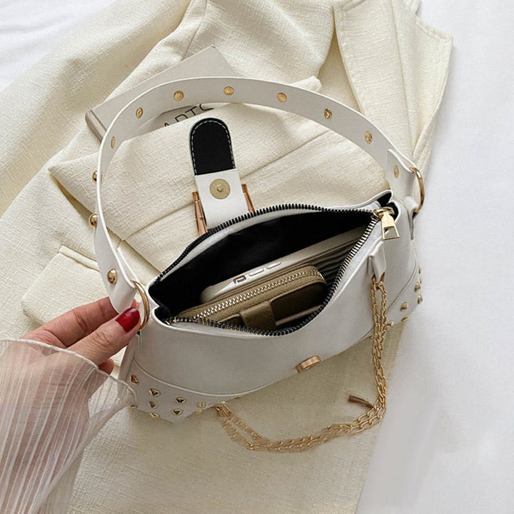 Umhängetasche für Damen, Nieten, Punk, einfarbig, Partytasche
