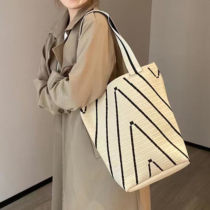 Gestrickte Handtasche für Damen, große Kapazität, einfache Umhängetasche