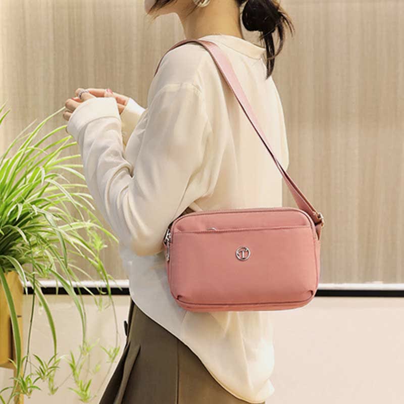 Kleine Umhängetasche mit dreifachem Reißverschluss für Damen, leichte, lässige Schultertasche