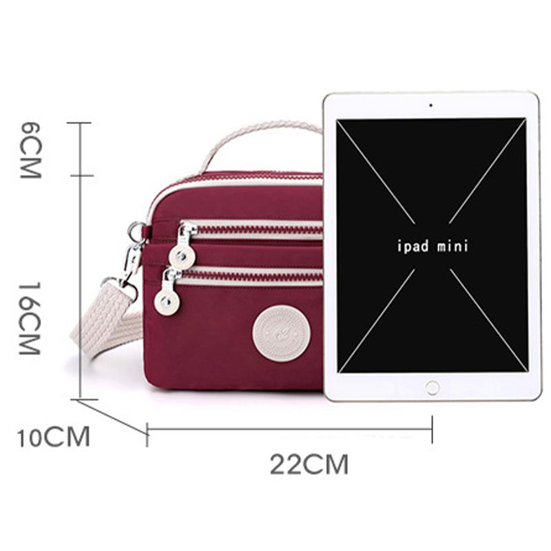 Leichte Handtasche aus Nylon mit mehreren Taschen, kleine Umhängetasche