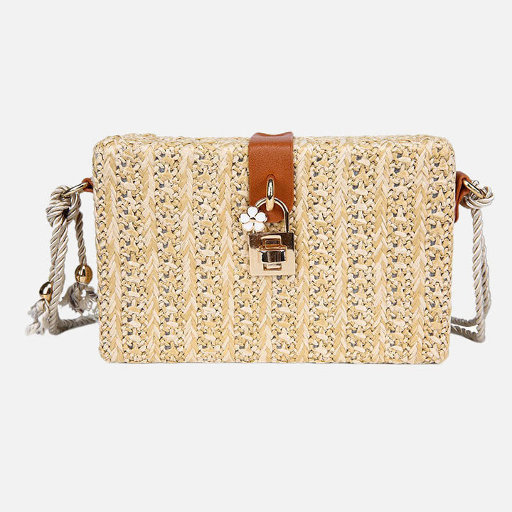 Strandtasche für Damen, lässige Reisetasche aus Stroh, leichte Umhängetasche