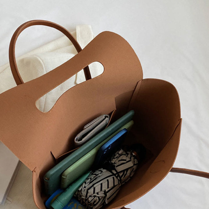Clamshell Tote für Frauen Große minimalistische Leder Büro Pendler Geldbörse