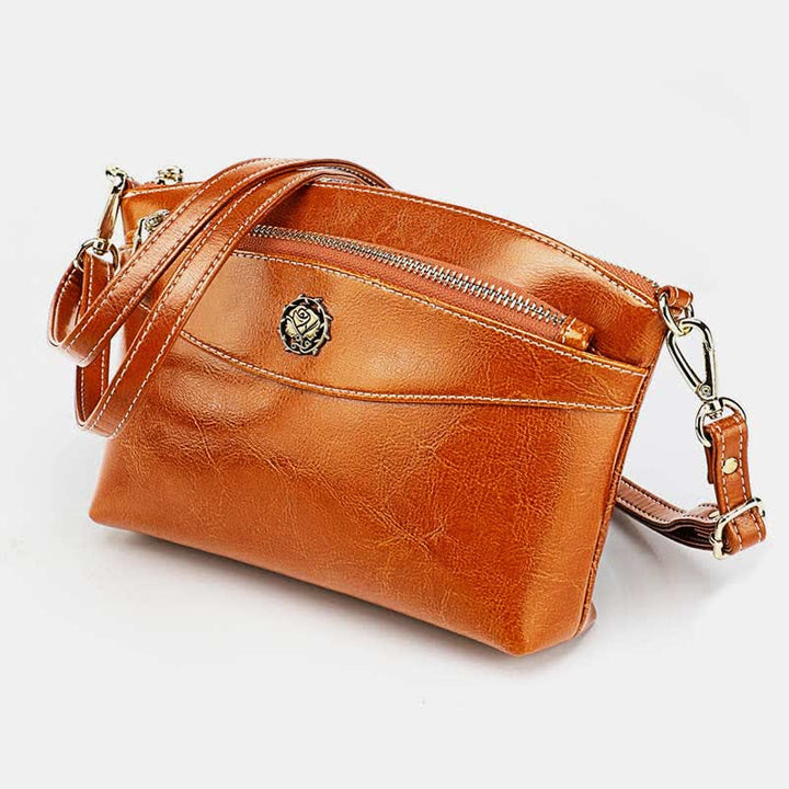 Retro-Umhängetasche aus echtem Leder für Damen, geräumige kleine Handytasche
