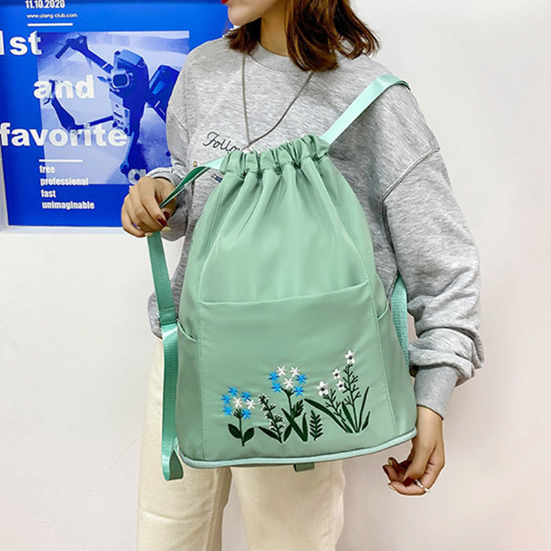 Wasserdichter, faltbarer Fitness-Reiserucksack mit großer Kapazität und Blumenstickerei 