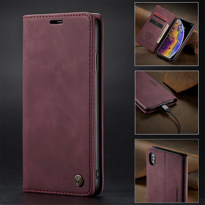 Leder-Handytasche, Handytasche für iPhone, Samsung, mit Kartenhalter, Geldscheinfach