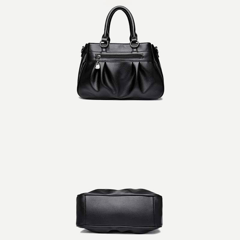 Handtasche mit drei Fächern und Henkel, Umhängetasche aus PU-Leder